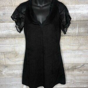 Zara Trafulic small black suede lace sleeves mini dress